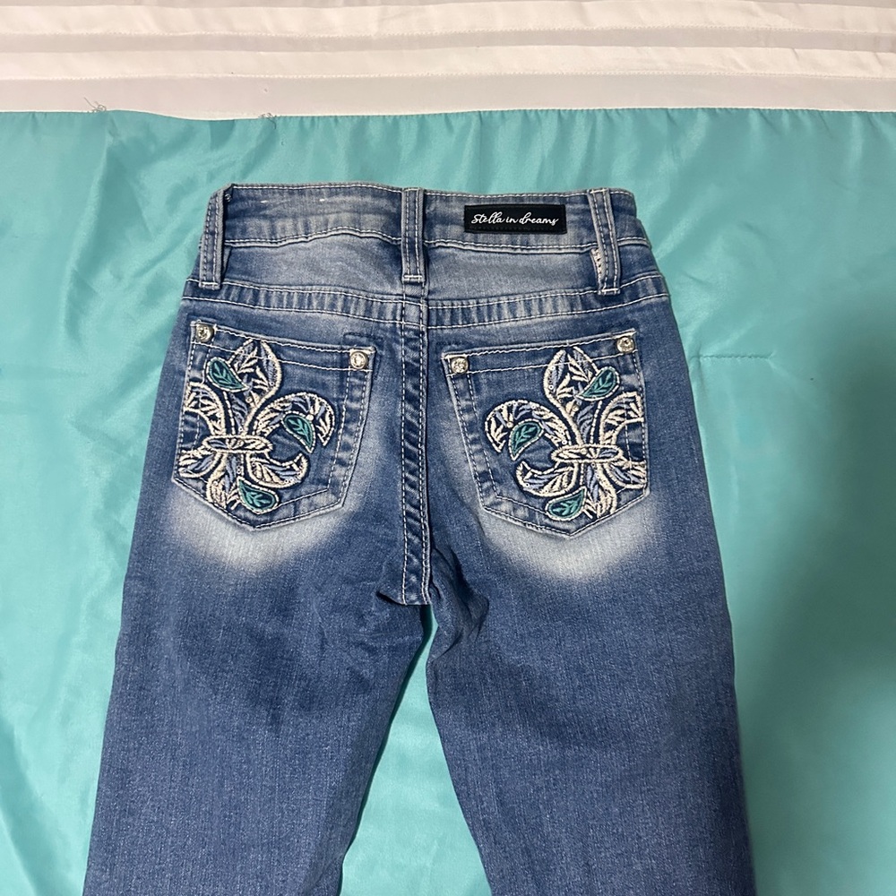 Miss Me Blue Boot Cut Jeans with Embroidered Pockets